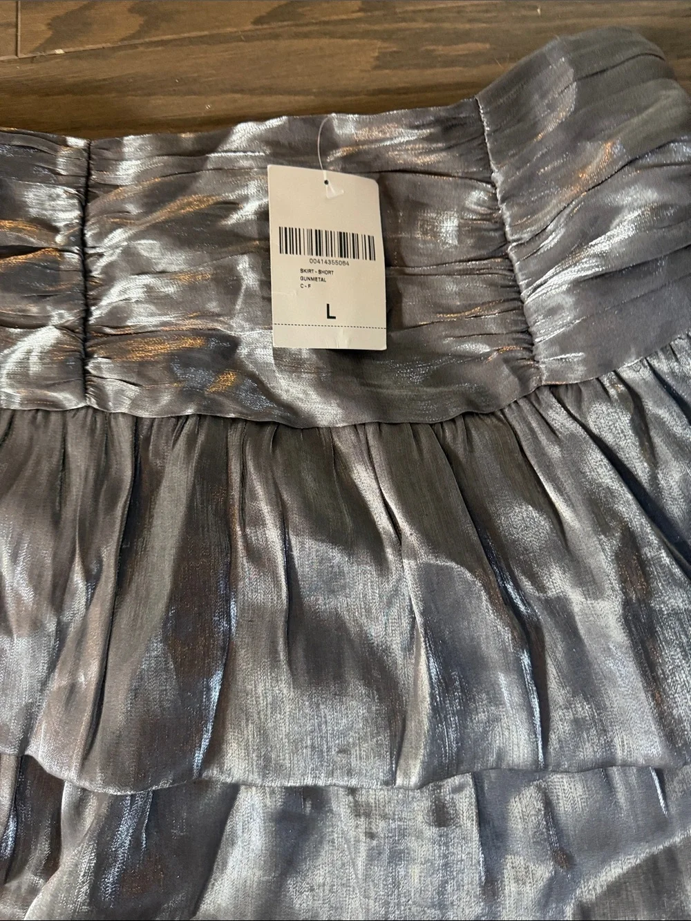 Forever 21 Metallic Silver Tiered Ruffle Mini Skirt
